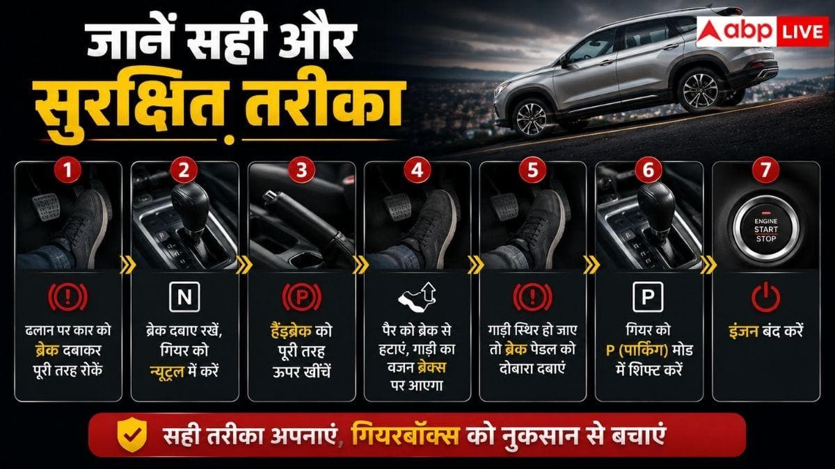 ढलान पर कैसे करें ऑटोमेटिक कार को पार्क, पहले P,N या हैंडब्रेक?