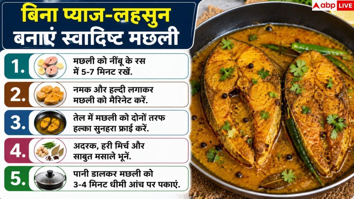 Fish Curry Recipe: बगैर लहसुन प्याज कैसे बनाएं मछली? इस रेसिपी से आएगा वही स्वाद 2 Fish Curry Recipe: बगैर लहसुन प्याज कैसे बनाएं मछली? इस रेसिपी से आएगा वही स्वाद