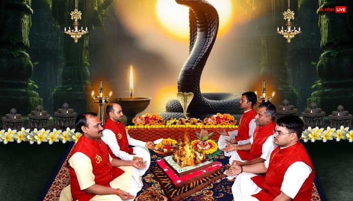 नाग पंचमी पर सोमवार है इसलिए इस दिन सबसे पहले शिव जी की पूजा करें और फिर नाग देवता को पूजा, नाग देवता की मूर्ति पर जल, दूध और समस्त पूजन सामग्री चढ़ाएं. ॐ नागदेवताभ्यो नमः के साथ पूजा करें. मान्यता है इससे कालसर्प दोष से मुक्ति मिलती है.