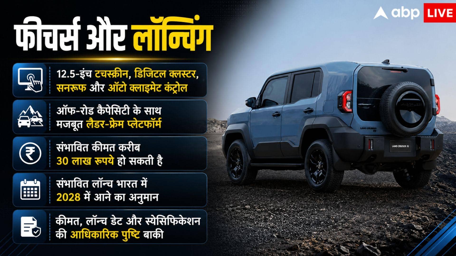 खत्म होगा इंतजार, टोयोटा भारत में लॉन्च करेगी Land Cruiser FJ