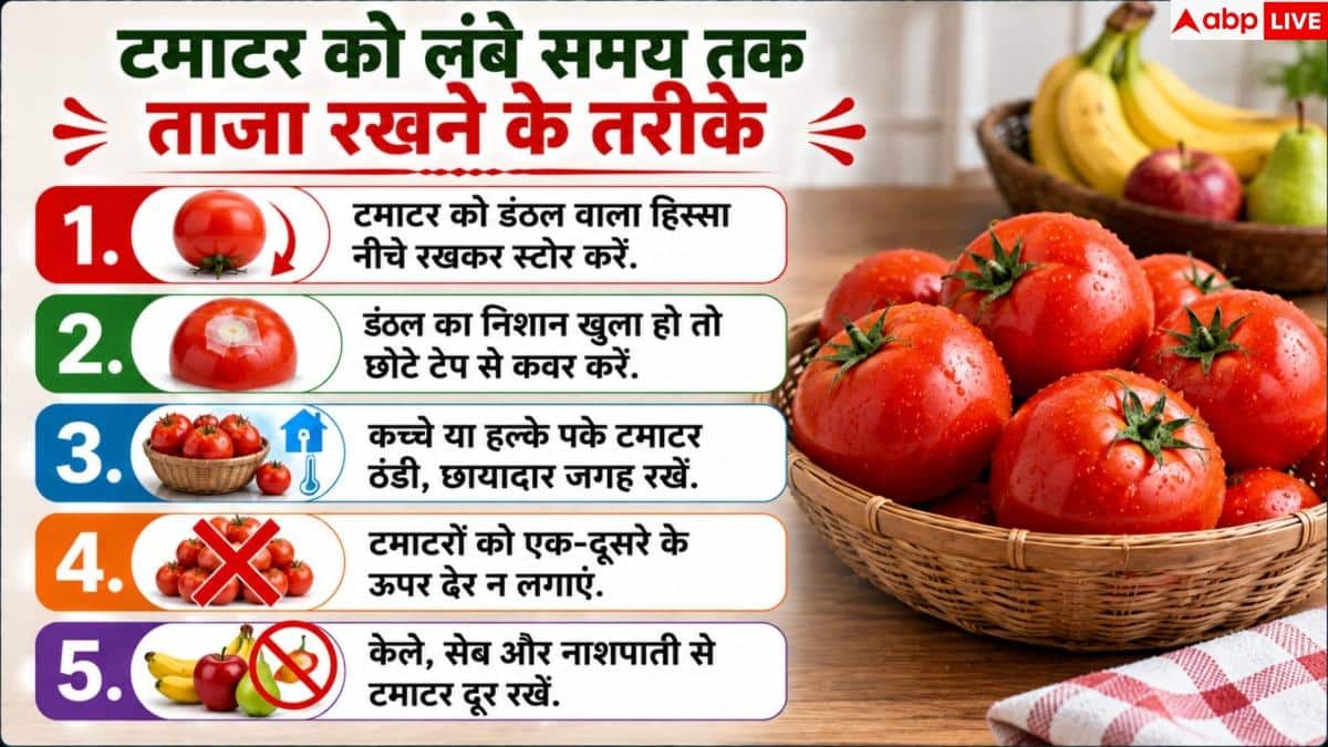 Tomato Storage Tips: क्या आपके टमाटर भी सड़ जाते हैं जल्दी? जानें 15 दिन फ्रेश रखने की ट्रिक