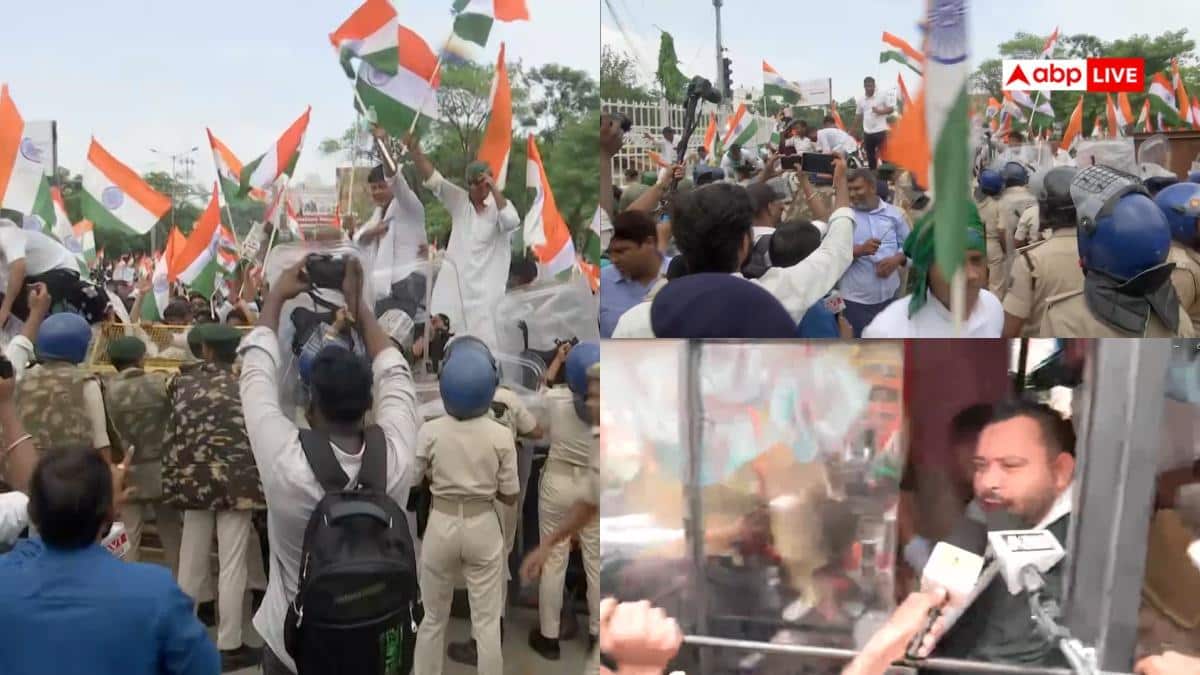 बिहार में RJD का मार्च, 'AK-47' लिए दिखे कार्यकर्ता, सामने आई ये तस्वीरें