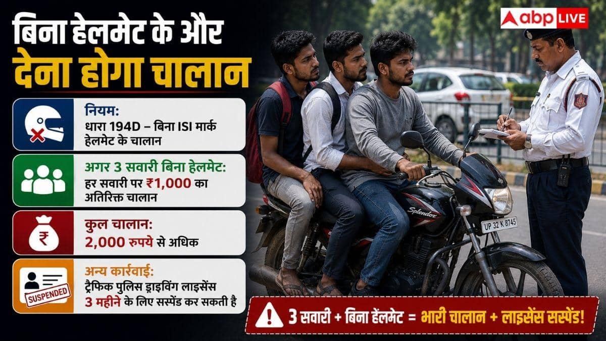 बाइक पर बैठीं 3 सवारी तो कितना कटेगा चालान? जानें नियम