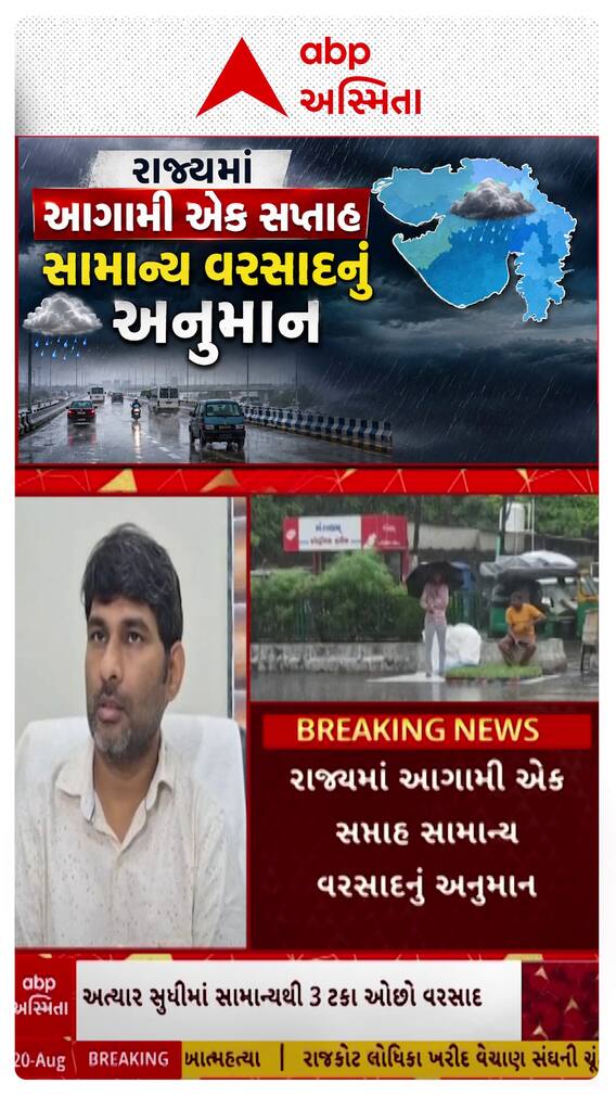 Gujarat Rain Forecast : ગુજરાતમાં 7 દિવસ સામાન્ય વરસાદની આગાહી