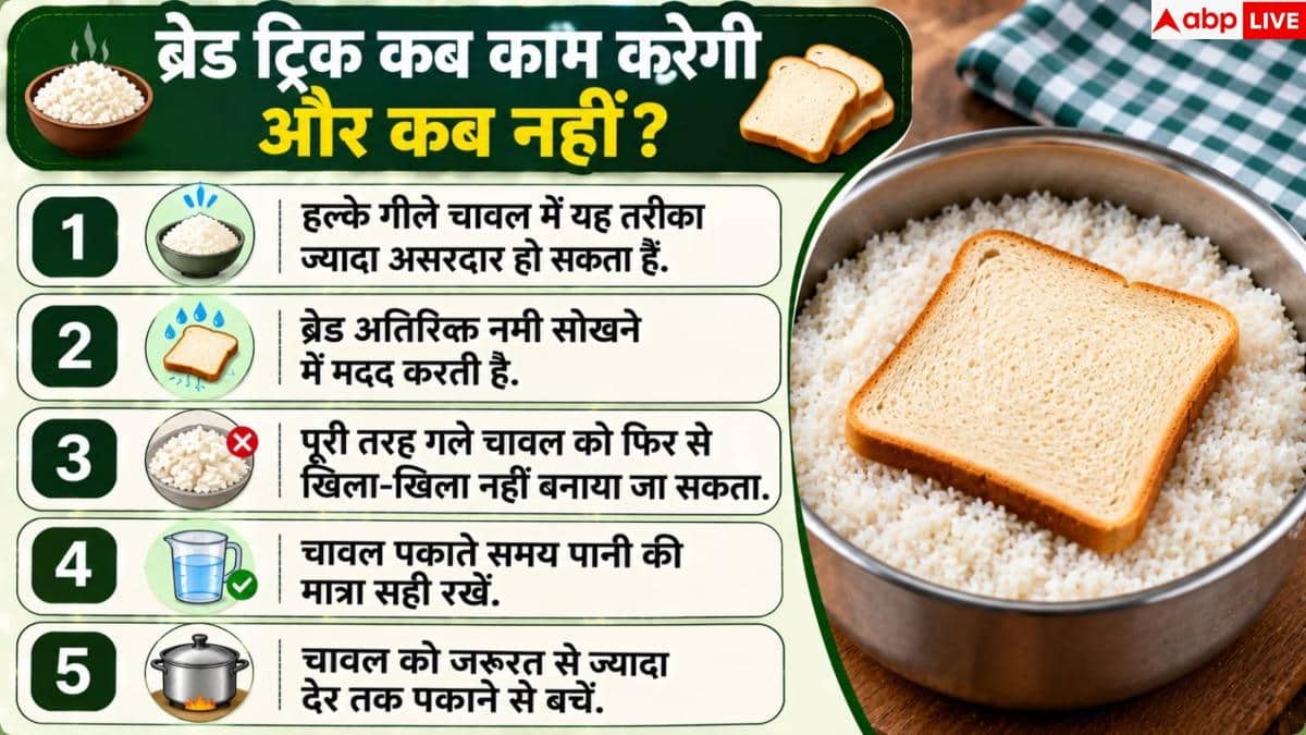 How To Fix Mushy Rice: चावल में पड़ गया ज्यादा पानी, एक ब्रेड से खिले-खिले हो जाएंगे राइस 3 How To Fix Mushy Rice: चावल में पड़ गया ज्यादा पानी, एक ब्रेड से खिले-खिले हो जाएंगे राइस