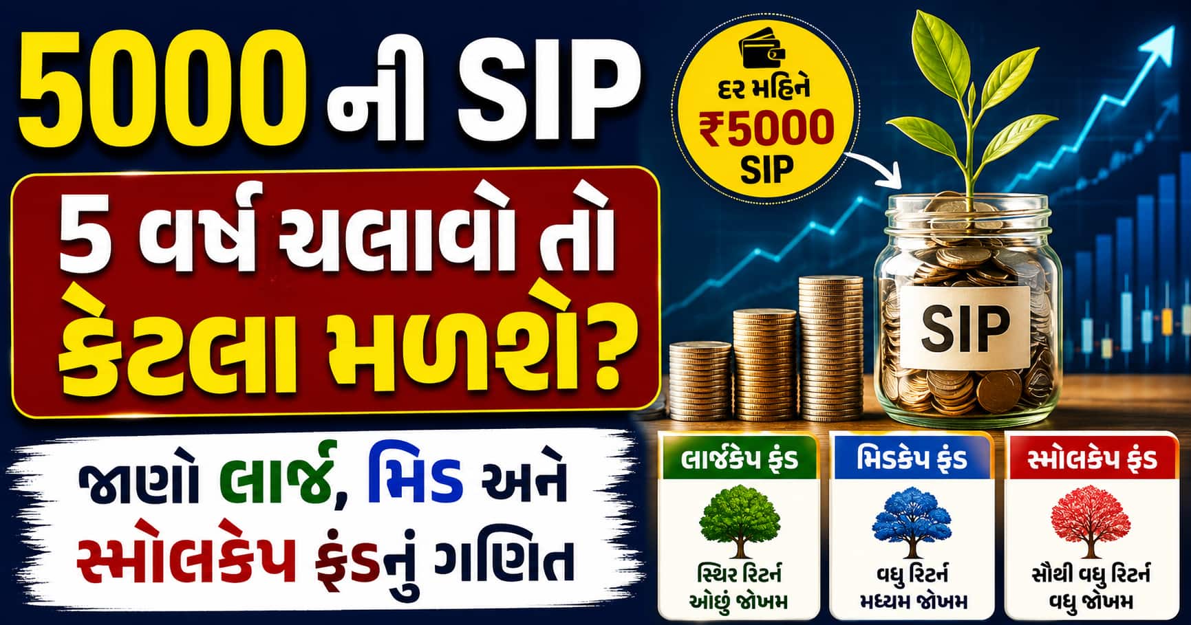 5000 ની SIP 5 વર્ષ ચલાવો તો કેટલા મળશે? જાણો લાર્જ, મિડ અને સ્મોલકેપ ફંડનું ગણિત