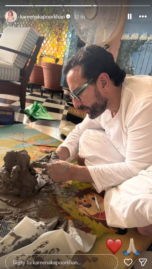 सैफ अली खान ने अपने हाथों से बनाई गणपति की मूर्ति, करीना ने दिखाई खास झलक