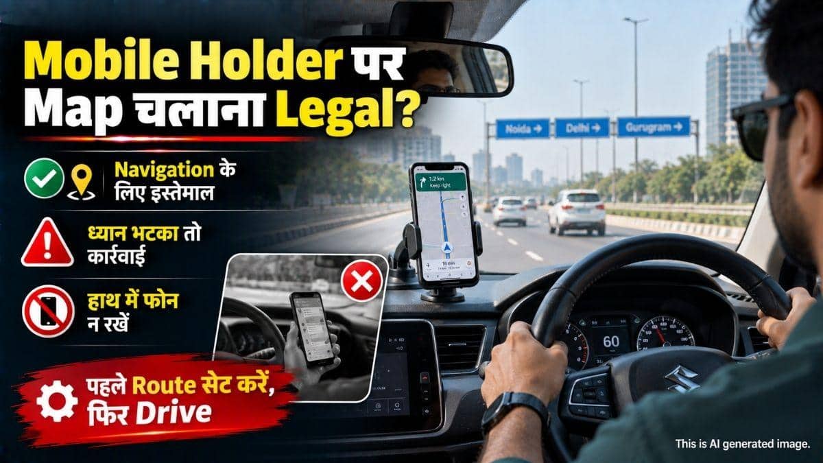 मोबाइल Holder पर Navigation चला रहे हैं, पहले जानें चालान नियम