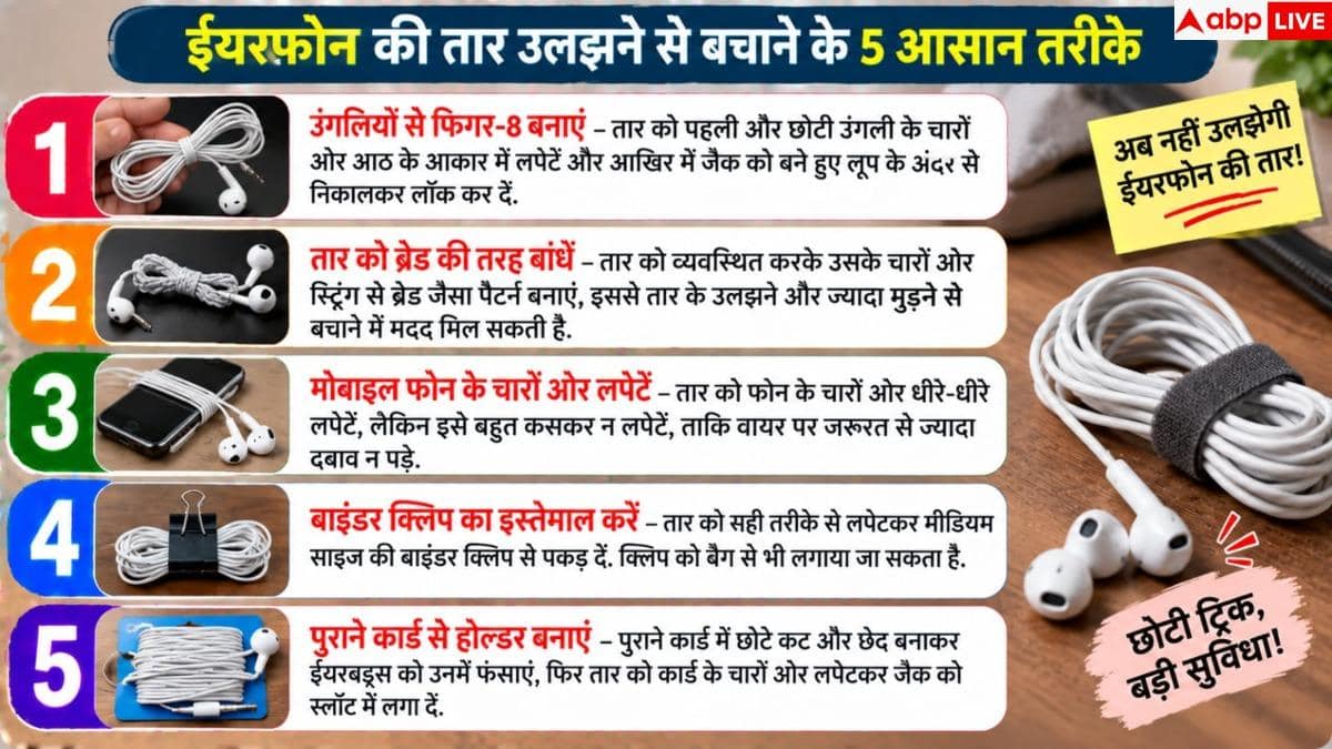 Earphone Wire: ईयरफोन की तार नहीं उलझेगी कभी, जेब में रखने से पहले करें 1 काम