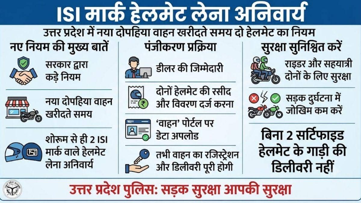अब बाइक पर पीछे बैठने पर भी हेलमेट जरूरी, UP में बदला नियम