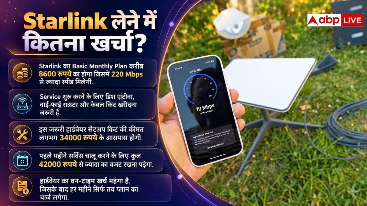 Jio-Airtel के मुकाबले Starlink महंगा या सस्ता, देखें हिसाब-किताब?