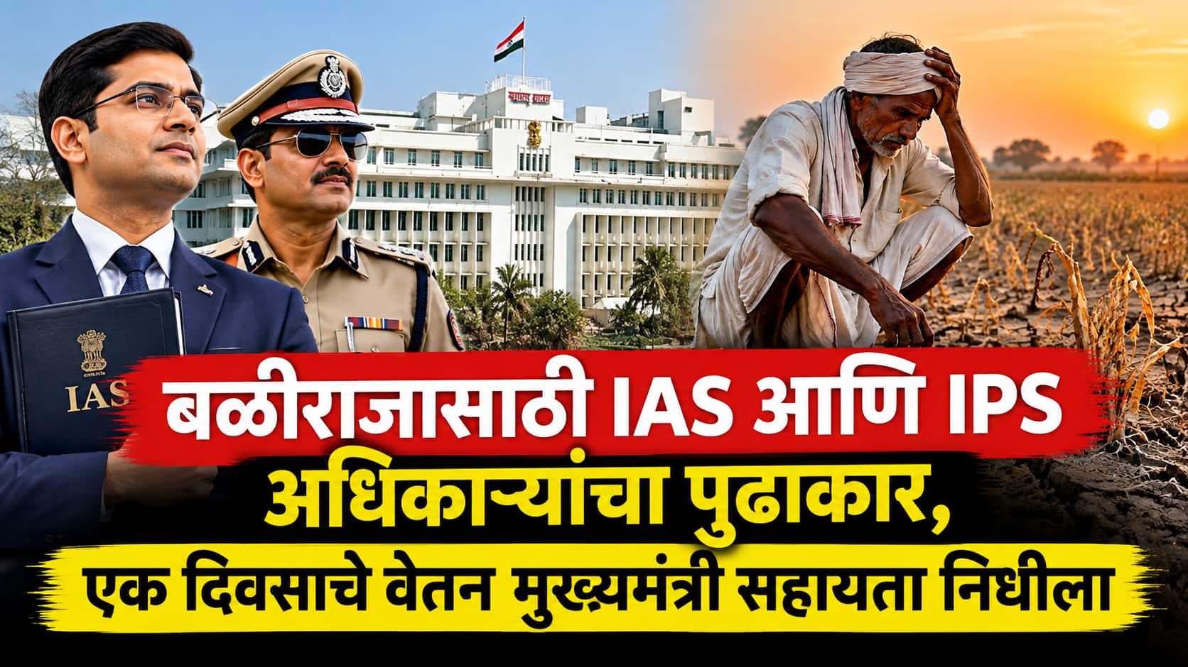 राज्यात दुष्काळी परिस्थिती, बळीराजासाठी IAS आणि  IPS अधिकाऱ्यांचा पुढाकार, एक दिवसाचे वेतन मुख्यमंत्री सहायता निधीला