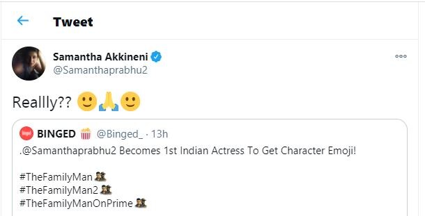 The Family Man 2: Samantha Akkineni Becomes First Indian Actress To Get Character Emoji On Twitter; Here's How She REACTED!